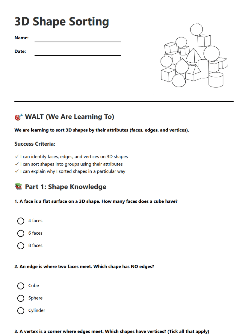 3D Shape Sorting