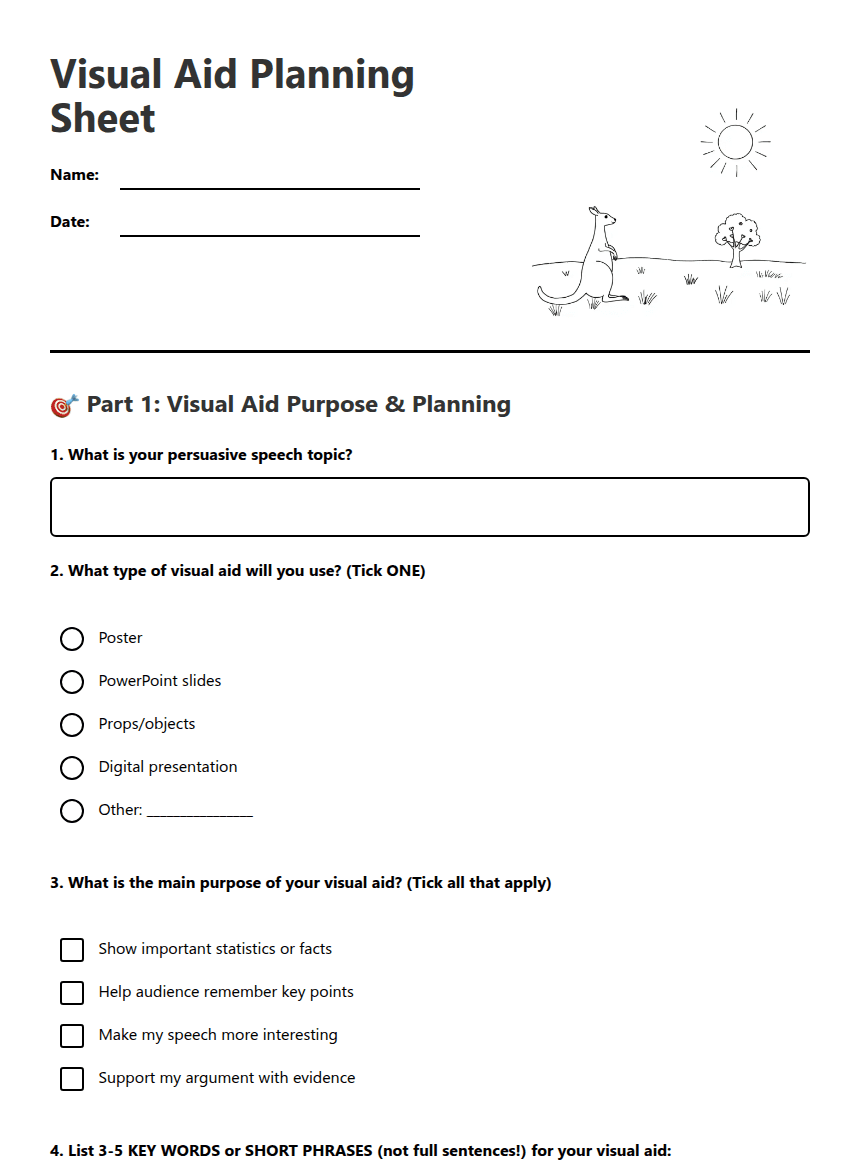 Visual Aid Planning Sheet worksheet preview