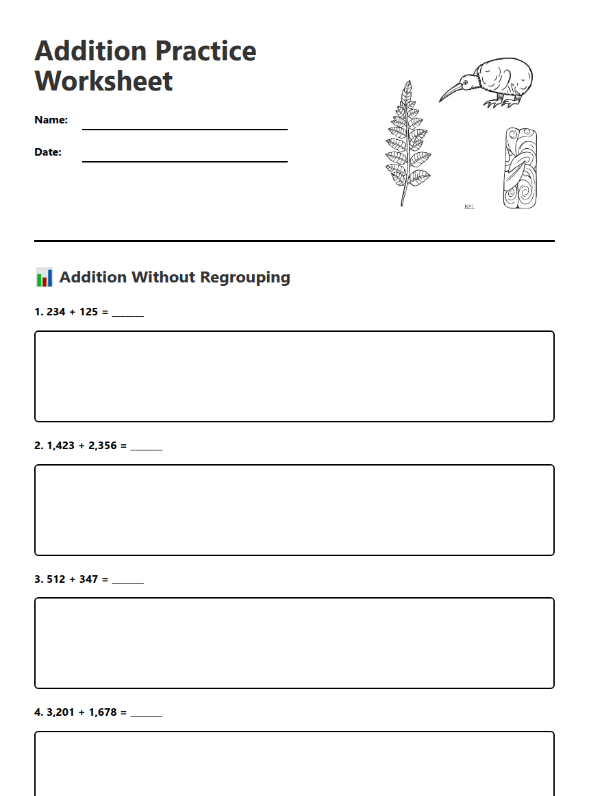 Addition Practice Worksheet worksheet preview