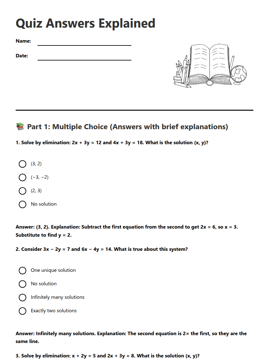 Quiz Answers Explained worksheet preview