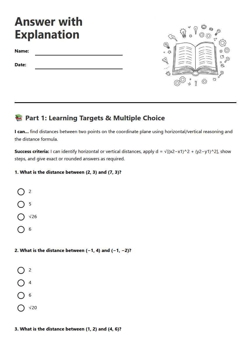 Answer with Explanation worksheet preview