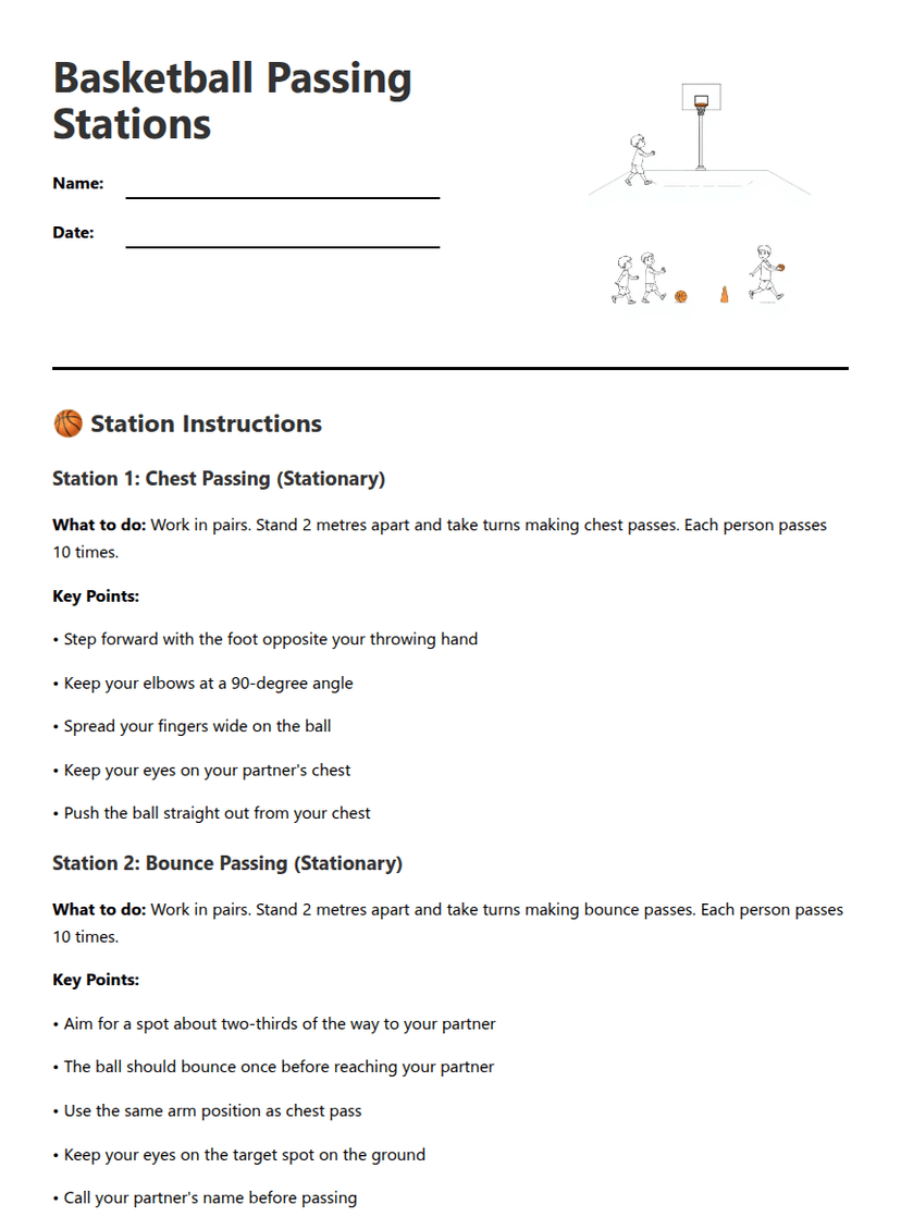 Basketball Passing Stations
