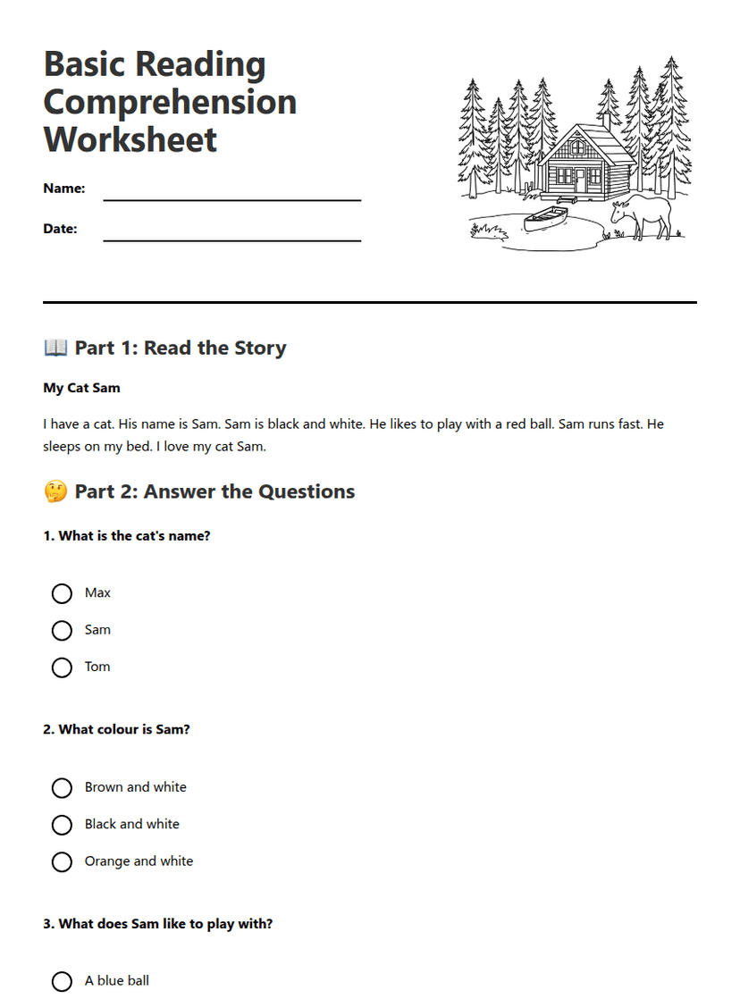 Basic Reading Comprehension Worksheet