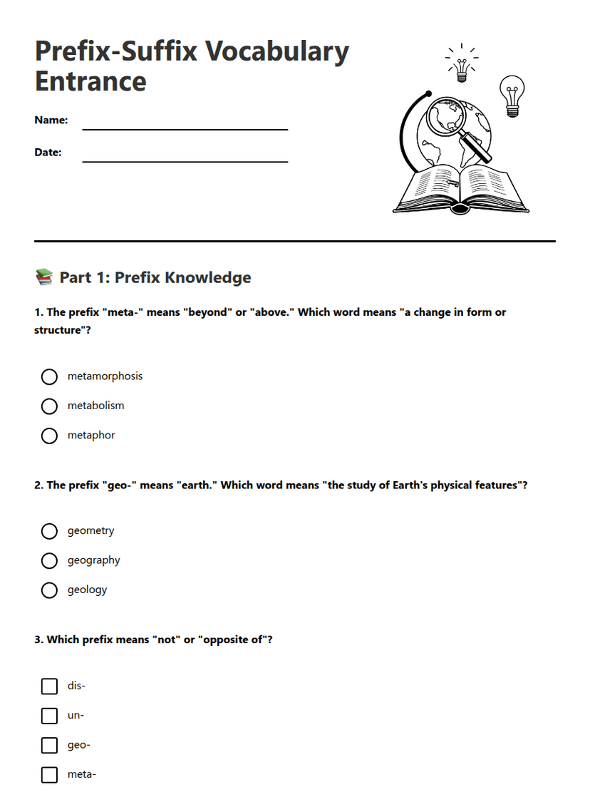 Prefix-Suffix Vocabulary Entrance