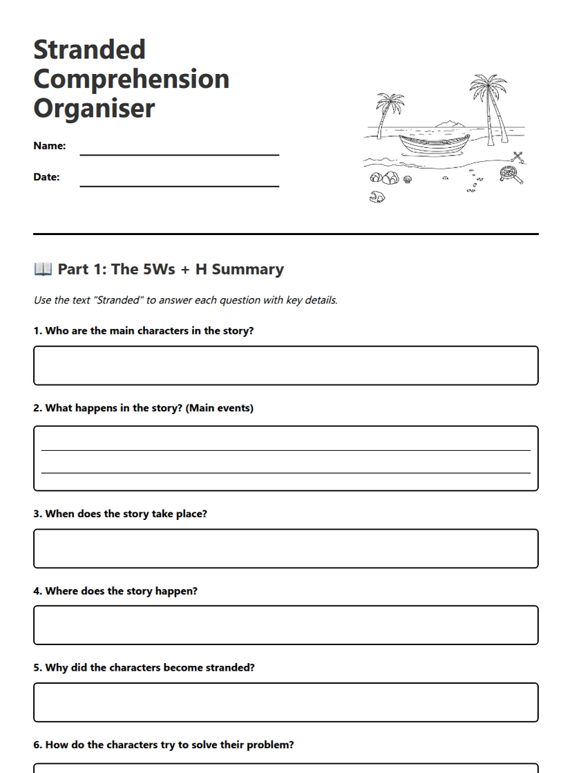 Stranded Comprehension Organiser