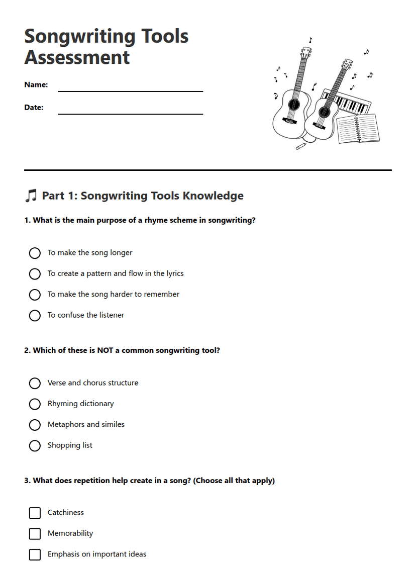 Songwriting Tools Assessment