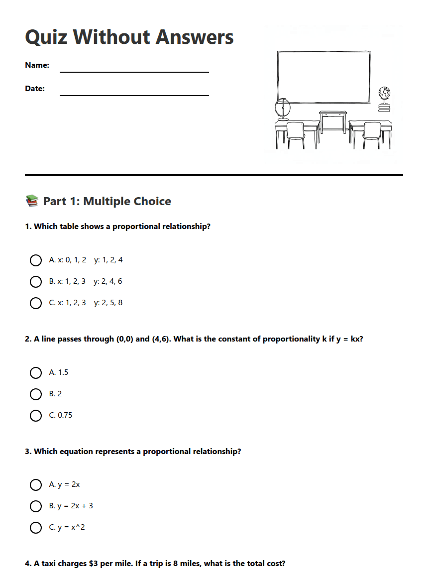 Quiz Without Answers worksheet preview