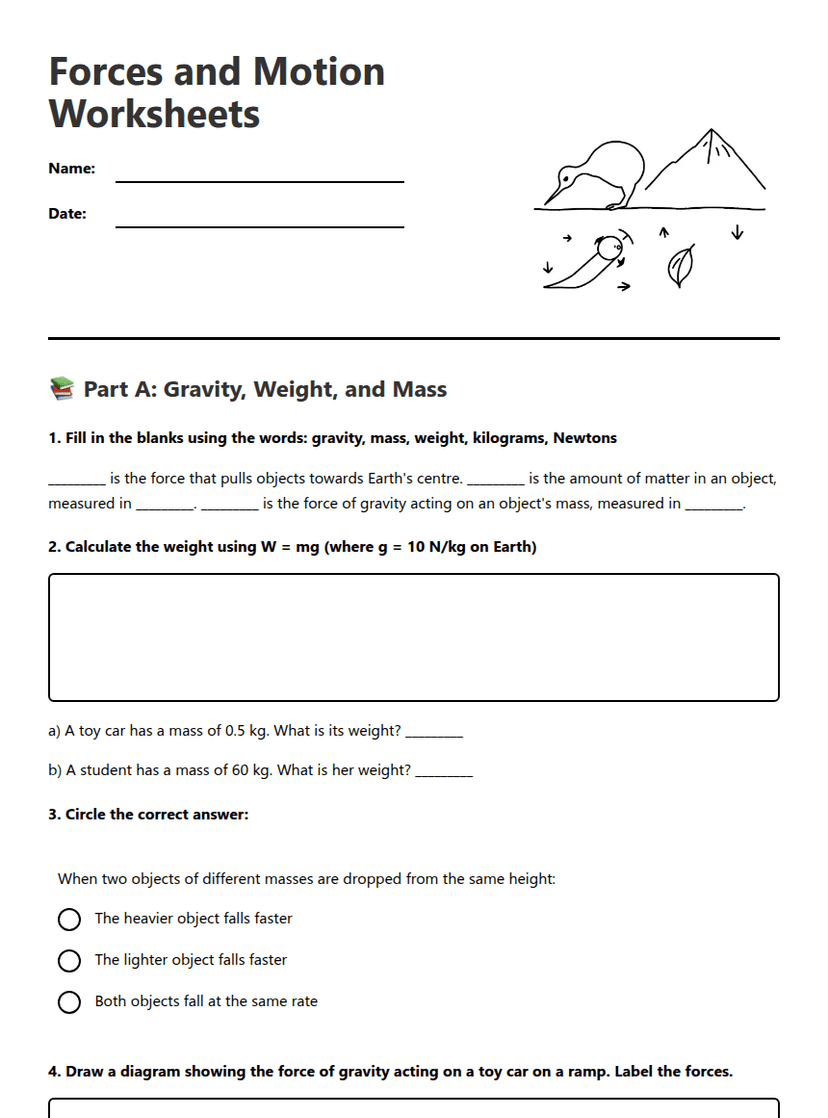 Forces and Motion Worksheets
