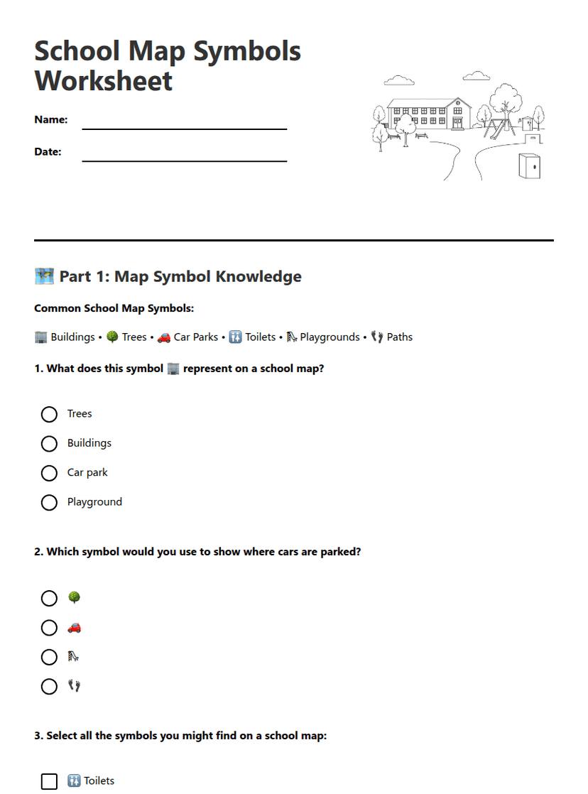 School Map Symbols Worksheet