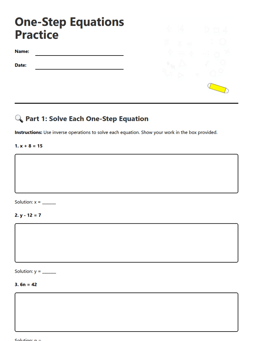 One-Step Equations Practice