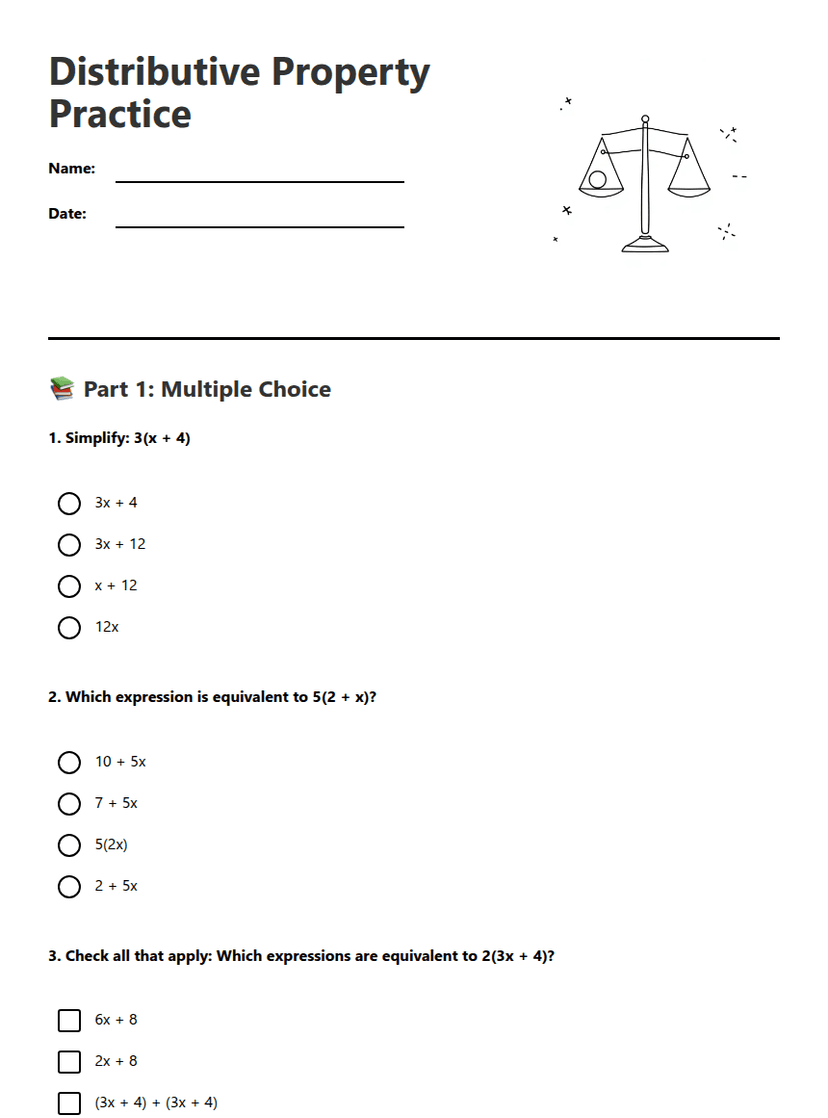 Distributive Property Practice