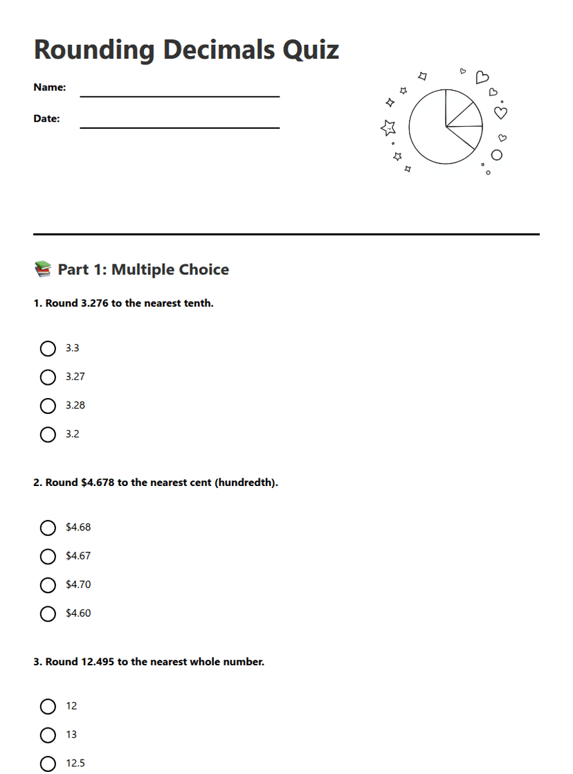 Rounding Decimals Quiz