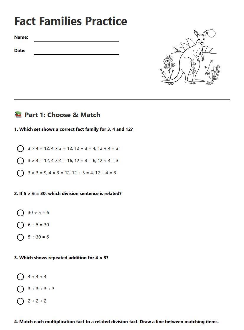 Fact Families Practice