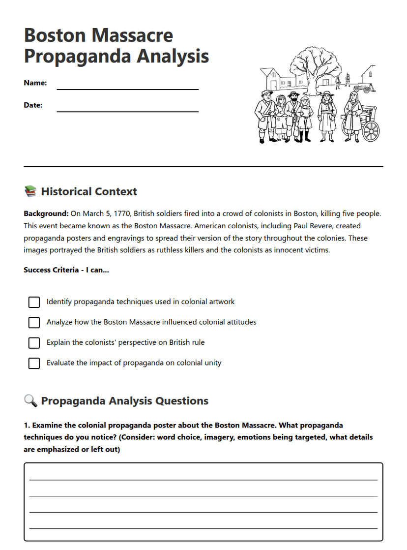 Boston Massacre Propaganda Analysis