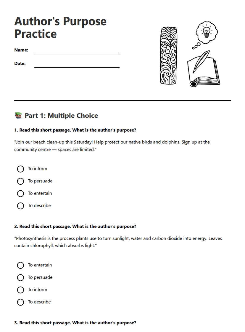 Author's Purpose Practice