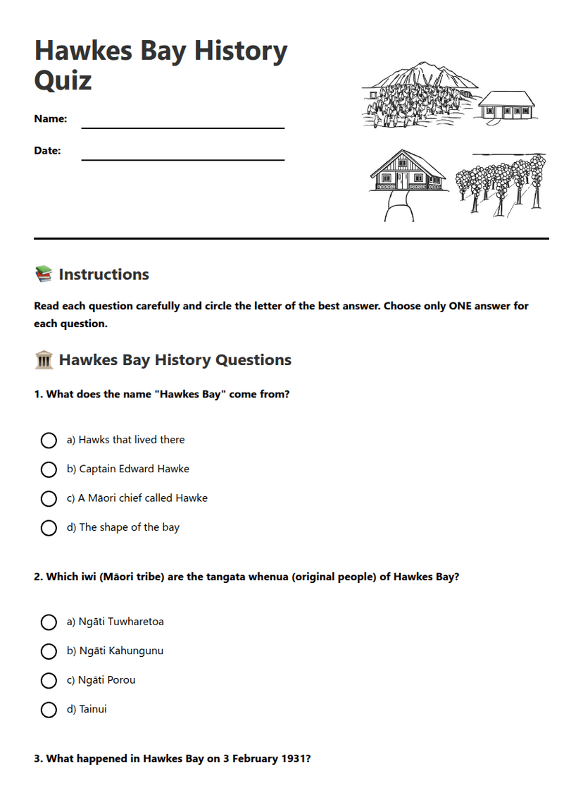 Hawkes Bay History Quiz