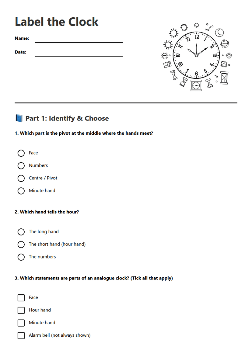 Label the Clock