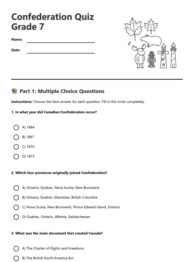 Confederation Quiz Grade 7