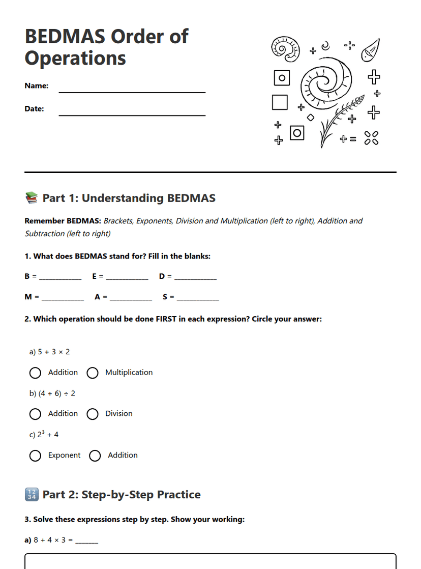 BEDMAS Order Operations
