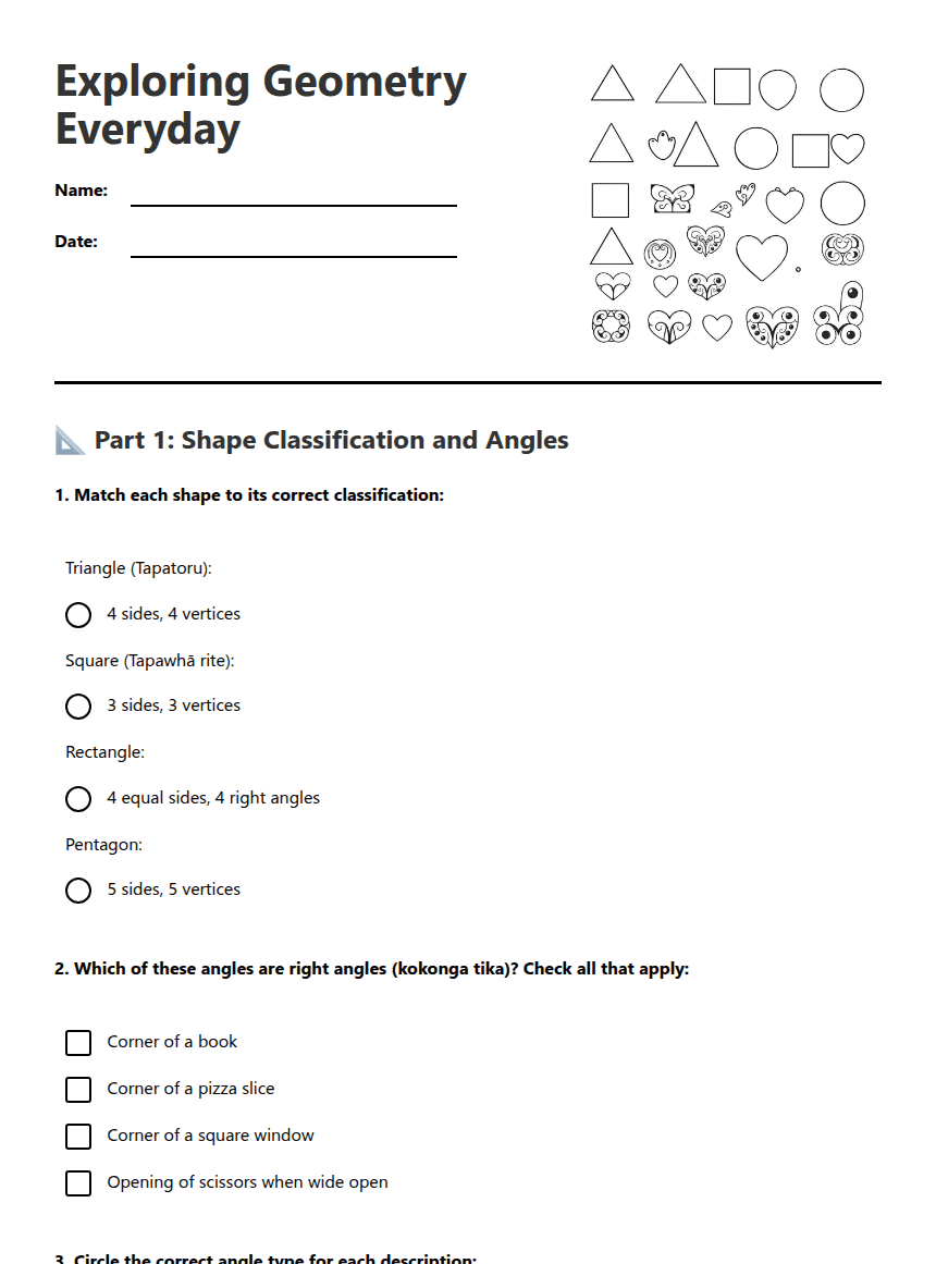 Exploring Geometry Everyday worksheet preview
