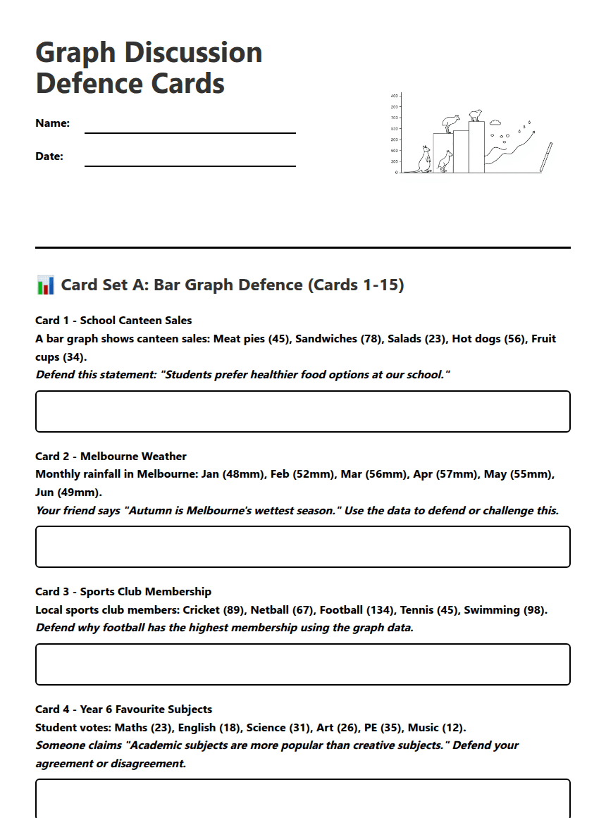 Graph Discussion Defense Cards worksheet preview