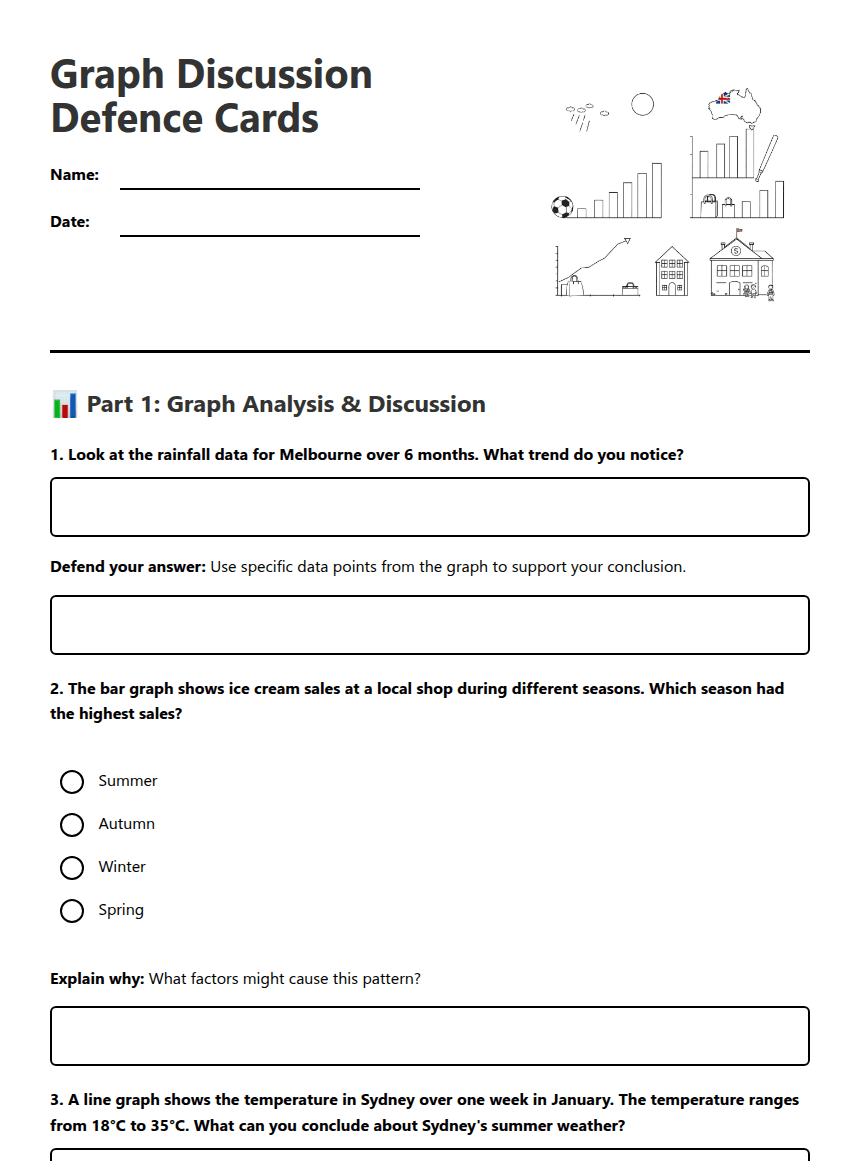 Graph Discussion Defense Cards worksheet preview