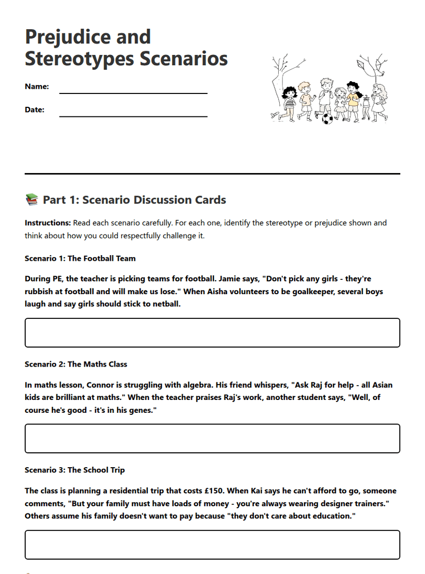 Prejudice and Stereotypes Scenarios