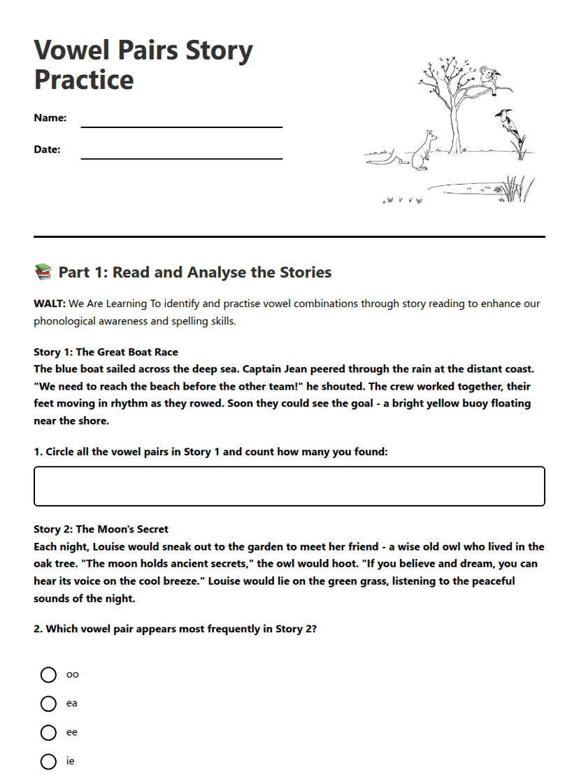 Vowel Pairs Story Practice