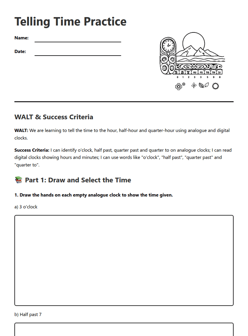 Telling Time Practice