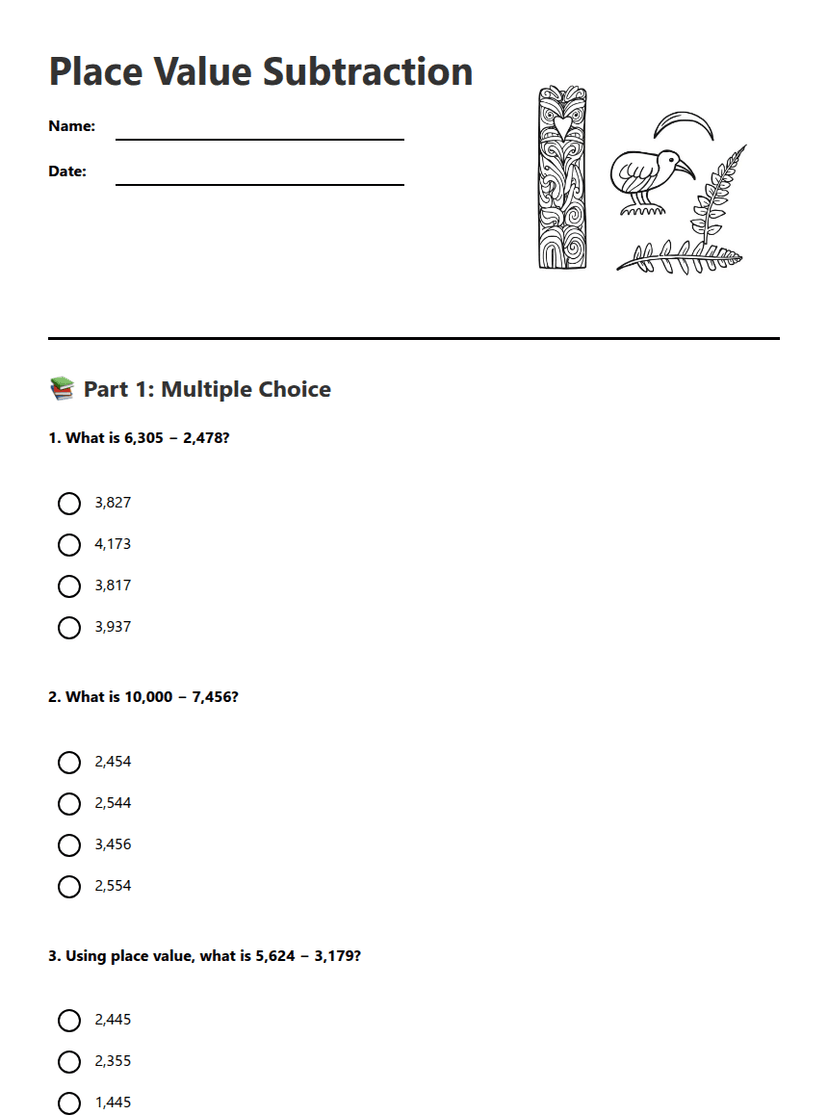 Place Value Subtraction