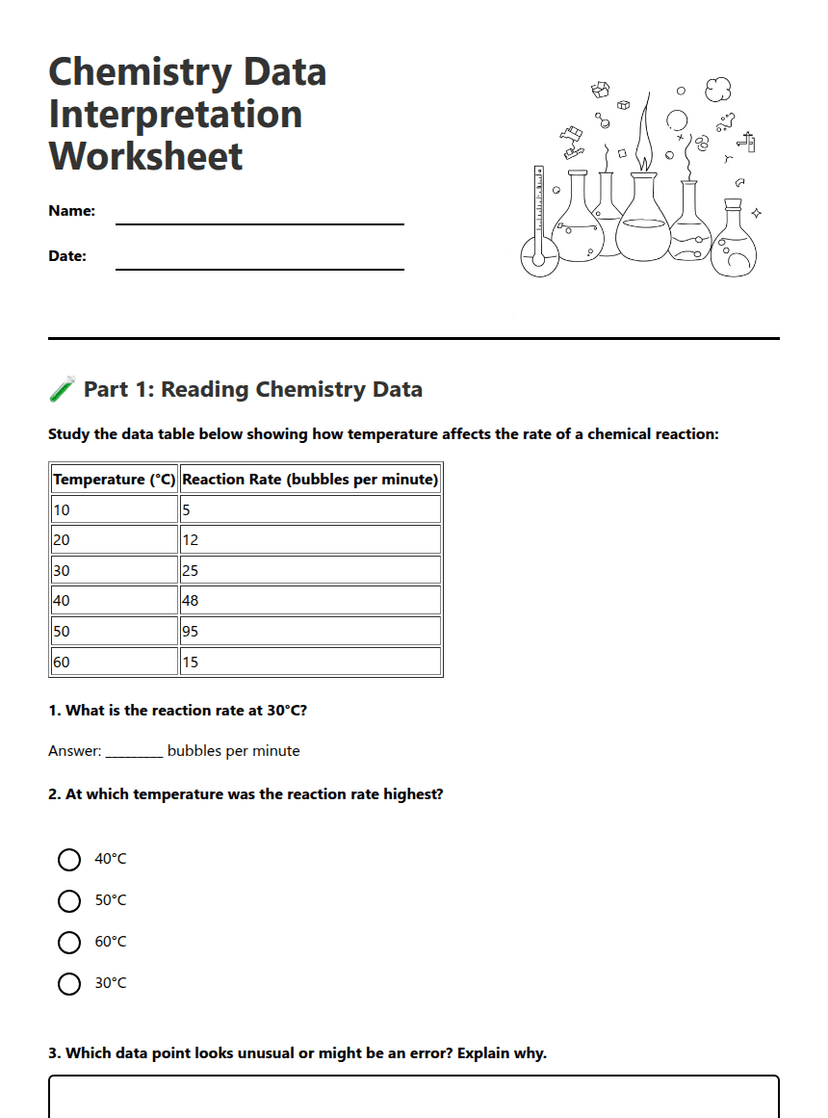Chemistry Data Interpretation Worksheet
