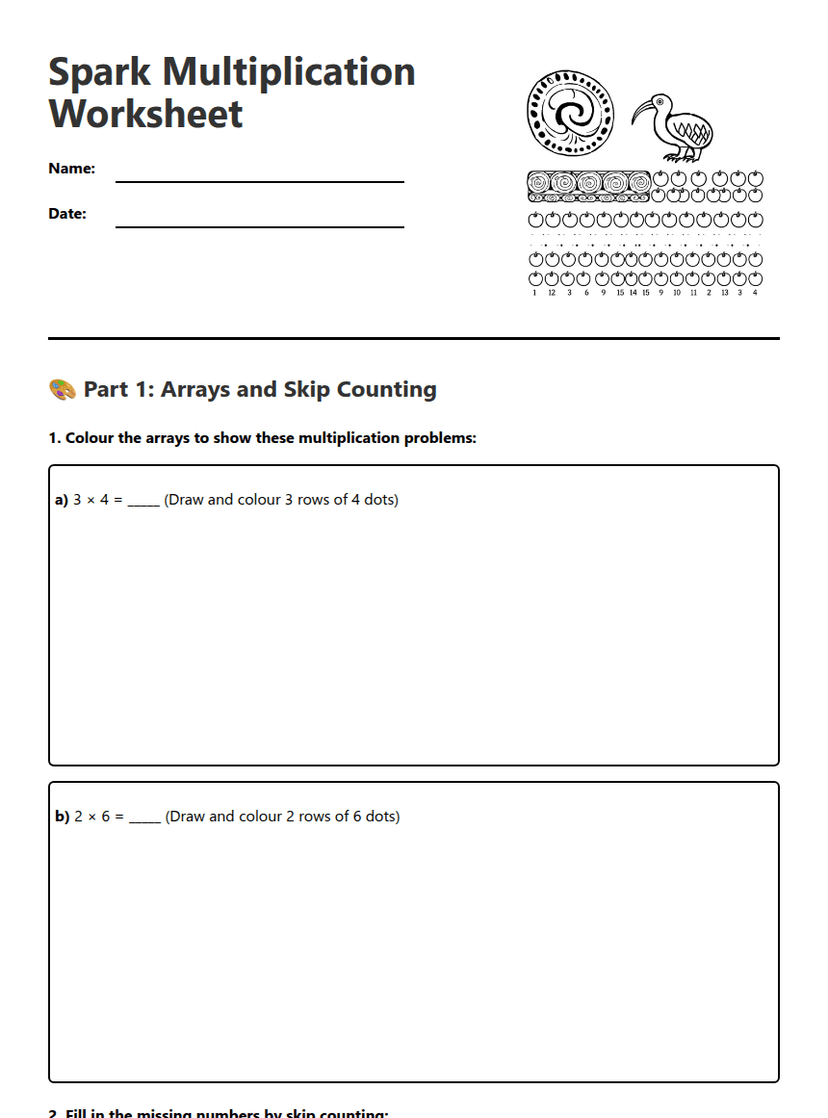 Spark Multiplication Worksheet