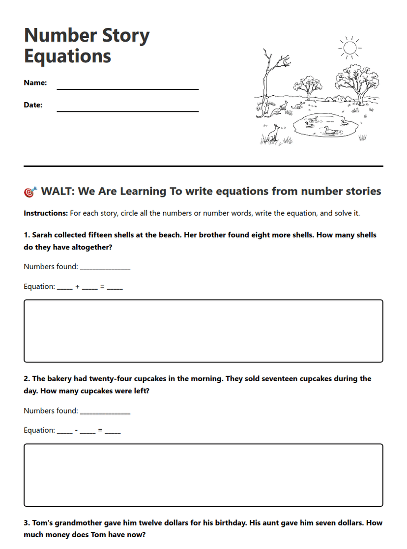 Number Story Equations