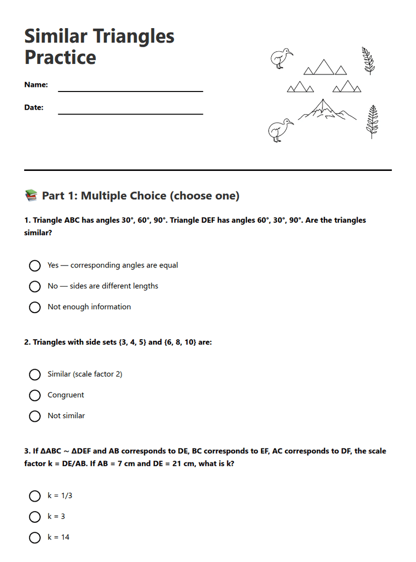 Similar Triangles Practice