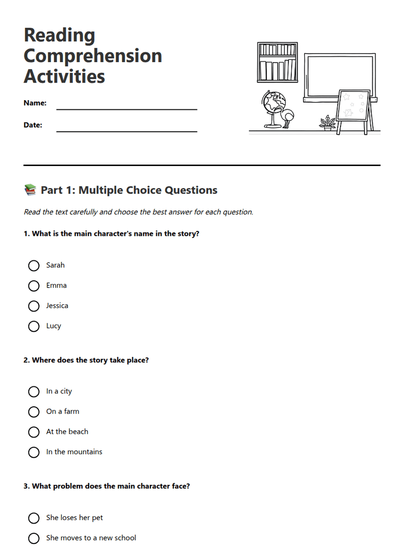 Reading Comprehension Activities