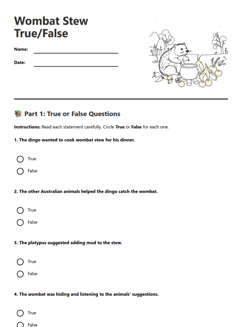 Wombat Stew True/False