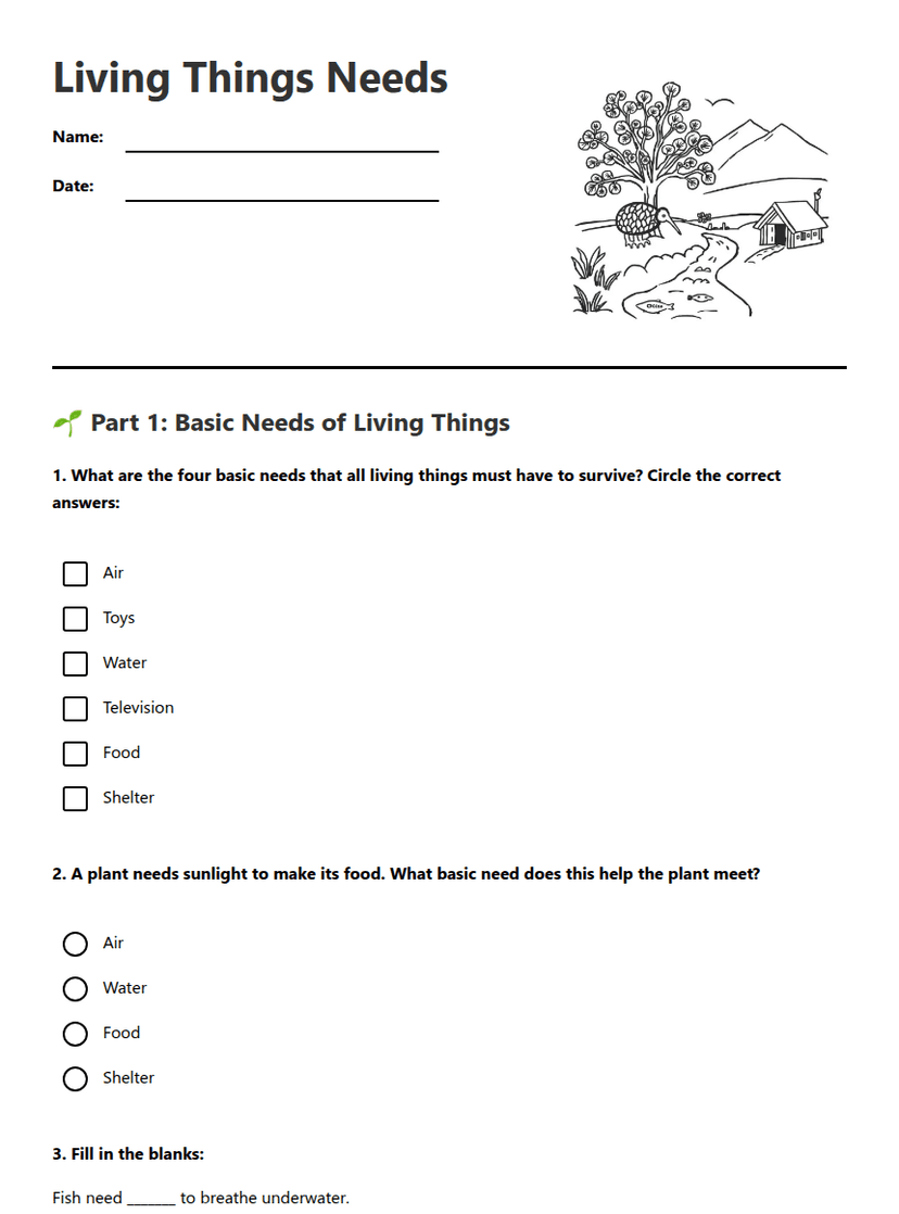 Living Things Needs