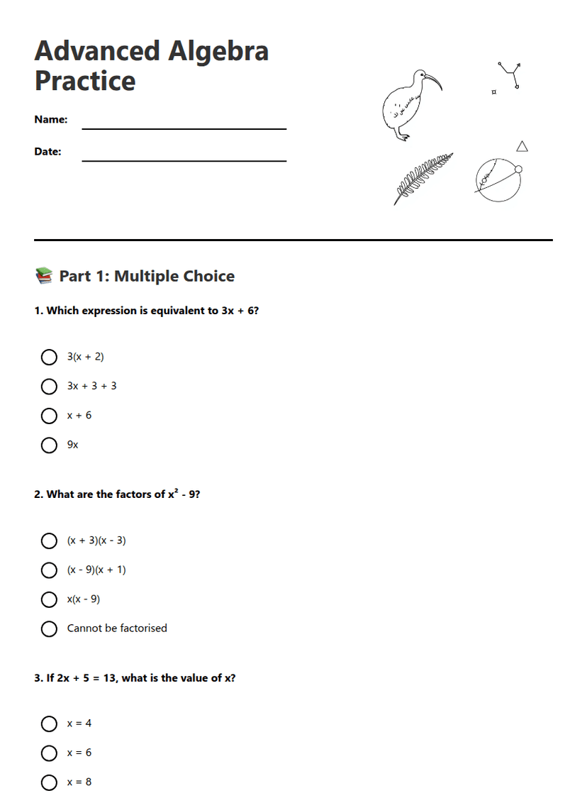 Advanced Algebra Practice