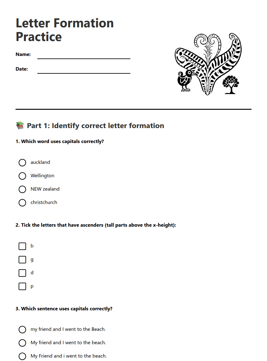 Letter Formation Practice worksheet preview