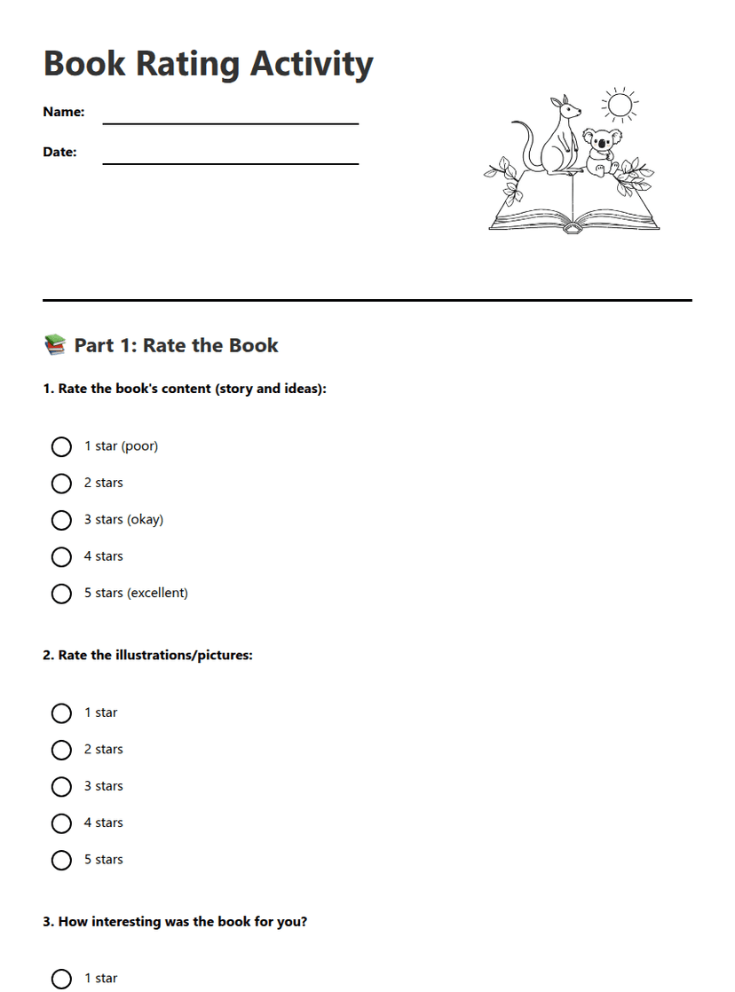 Book Rating Activity