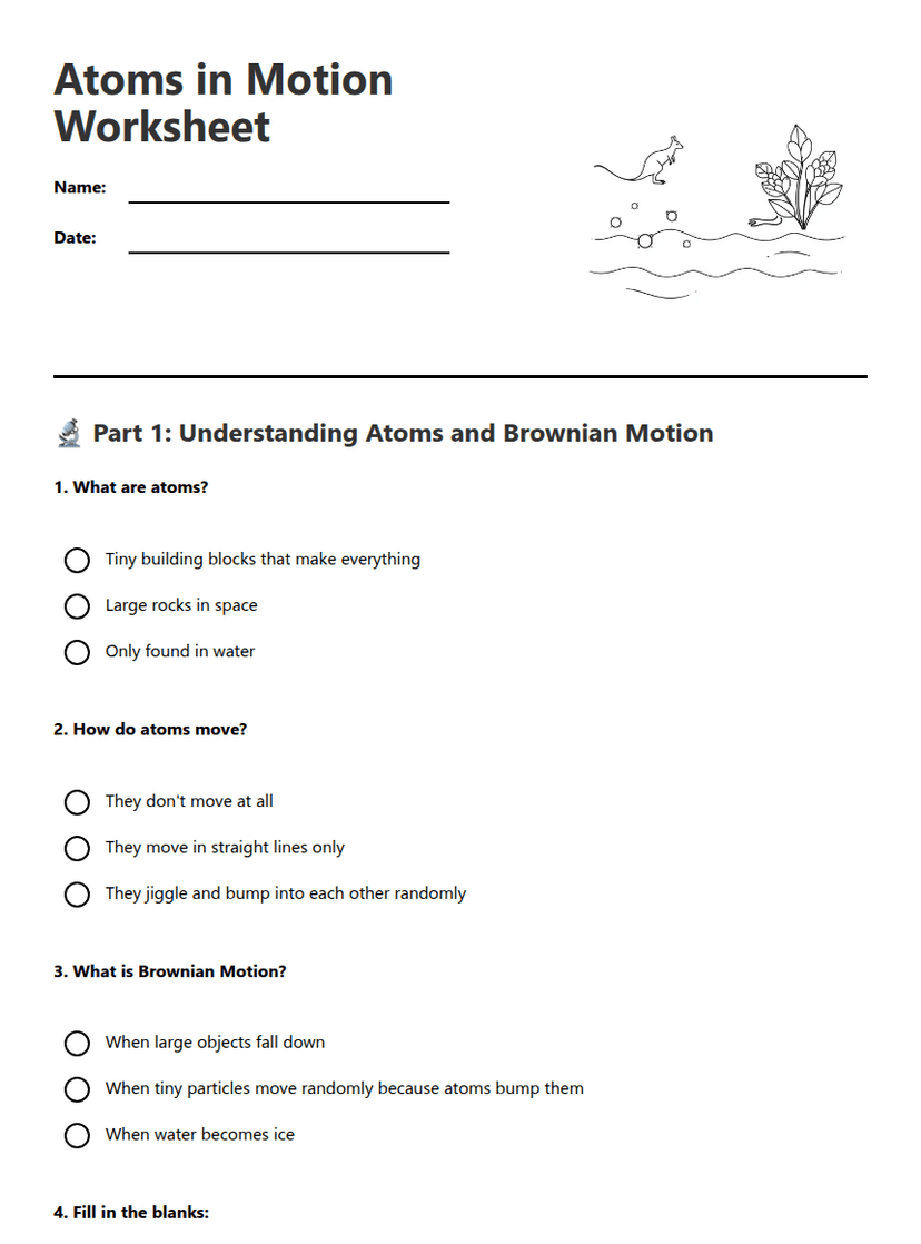 Atoms in Motion Worksheet