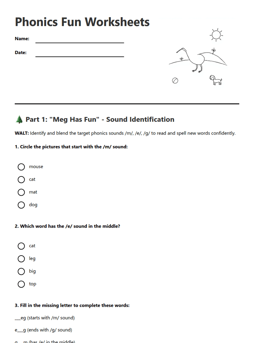 Phonics Fun Worksheets