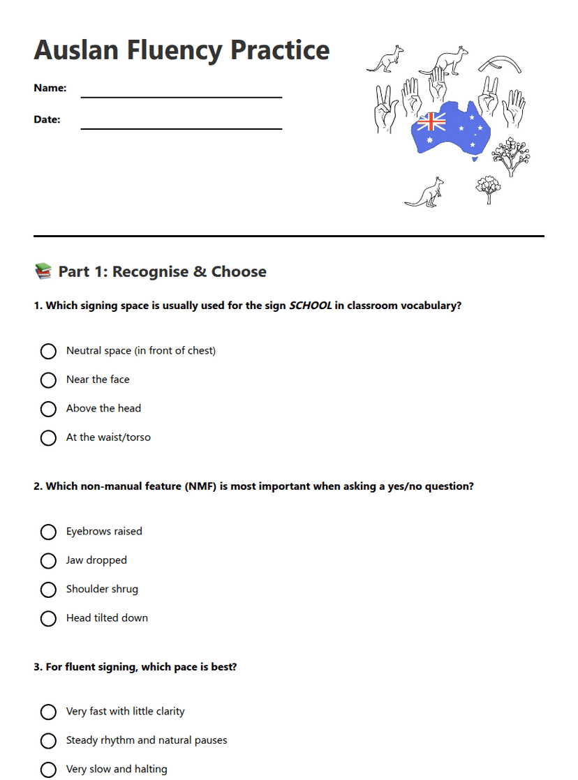 Auslan Fluency Practice