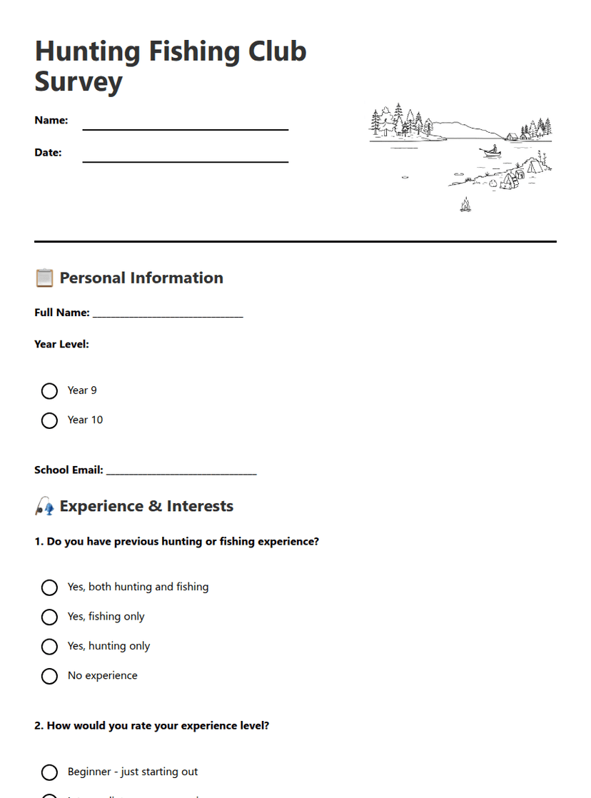 Hunting and Fishing Club Survey