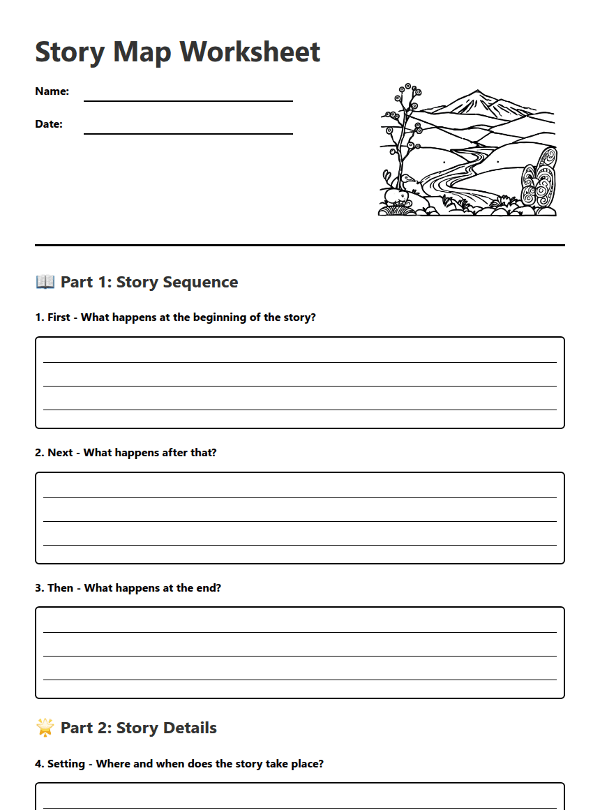 Story Map Worksheet worksheet preview