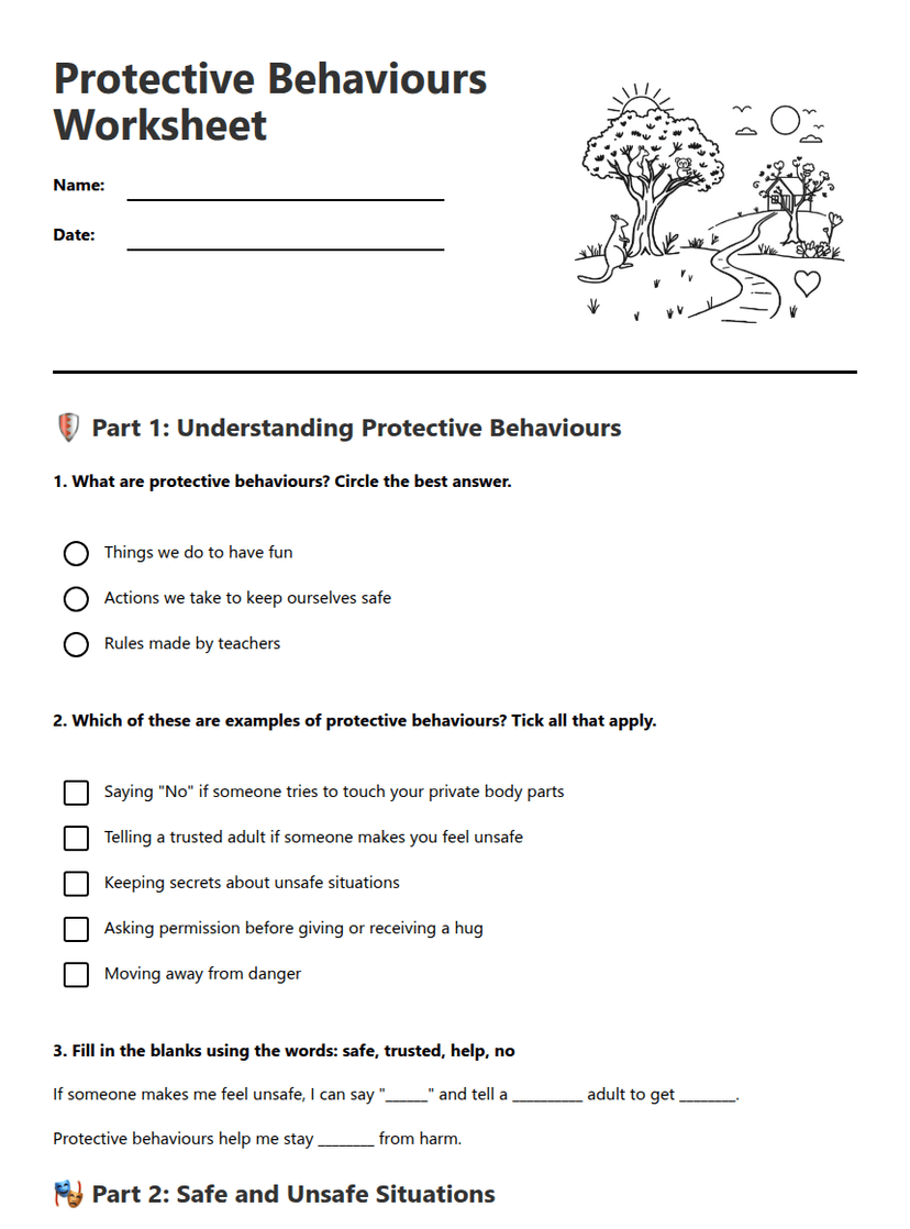 Protective Behaviours Worksheet