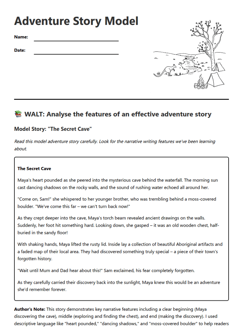 Adventure Story Model