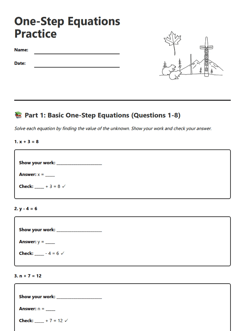 One-Step Equations Practice