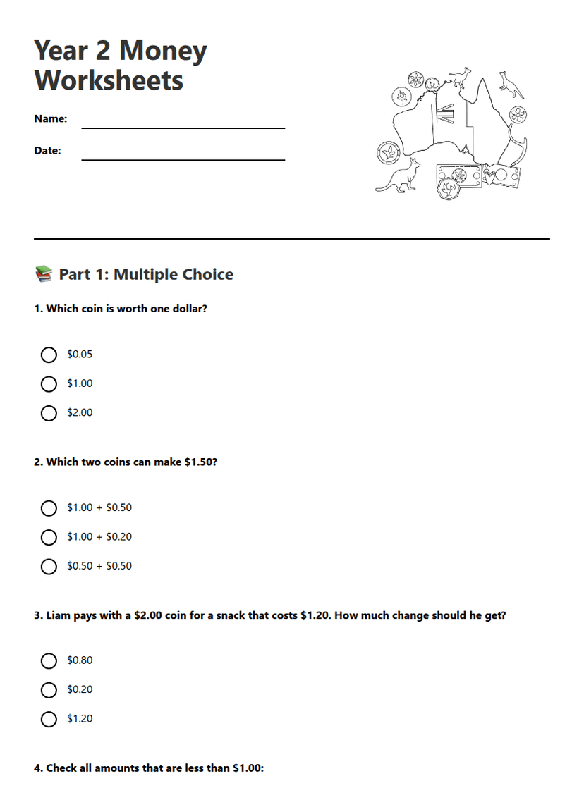 Year 2 Money Worksheets