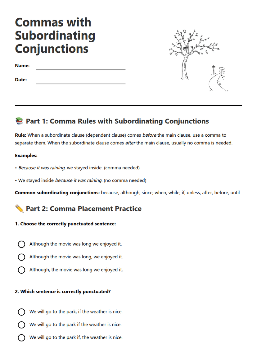 Commas with Subordinating Conjunctions